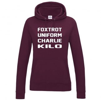 Ladies F.U.C.K Hoodie - Maroon, 18