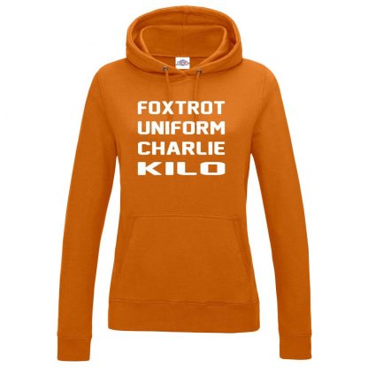 Ladies F.U.C.K Hoodie - Orange, 18