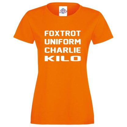Ladies F.U.C.K T-Shirt - Orange, 18