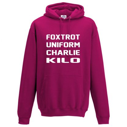 Mens F.U.C.K Hoodie - Hot Pink, 2XL