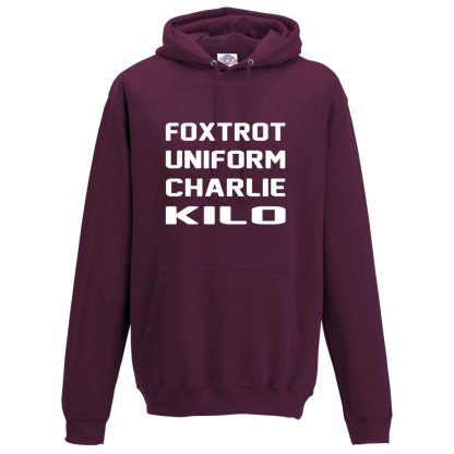 Mens F.U.C.K Hoodie - Maroon, 2XL