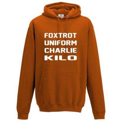 Mens F.U.C.K Hoodie - Orange, 2XL