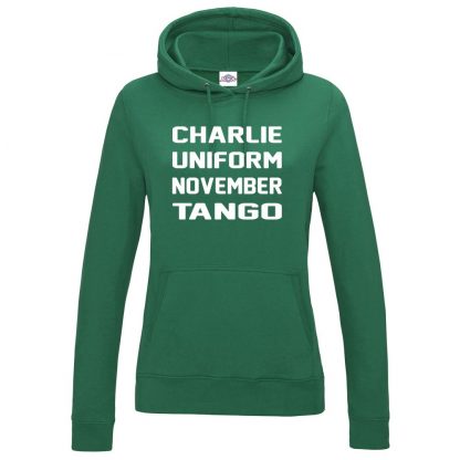 Ladies C.U.N.T Hoodie - Bottle Green, 18