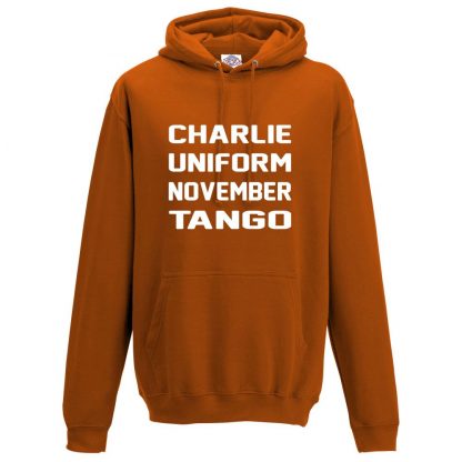 Mens C.U.N.T Hoodie - Orange, 2XL