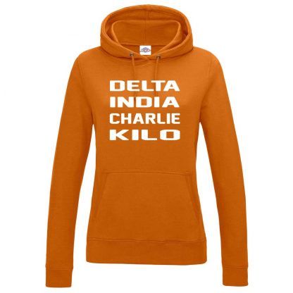 Ladies D.I.C.K Hoodie - Orange, 18