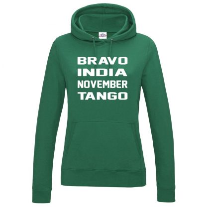 Ladies B.I.N.T Hoodie - Bottle Green, 18