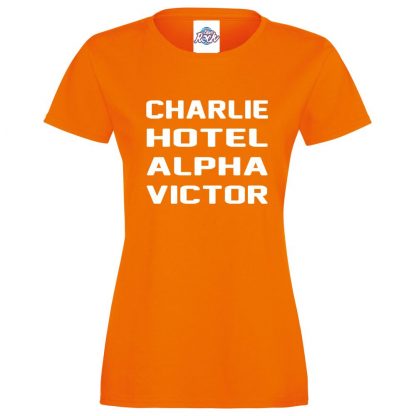 Ladies C.H.A.V T-Shirt - Orange, 18