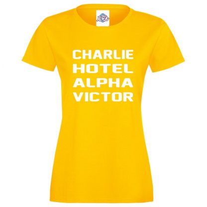 Ladies C.H.A.V T-Shirt - Yellow, 18