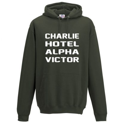 Mens C.H.A.V Hoodie - Olive Green, 2XL