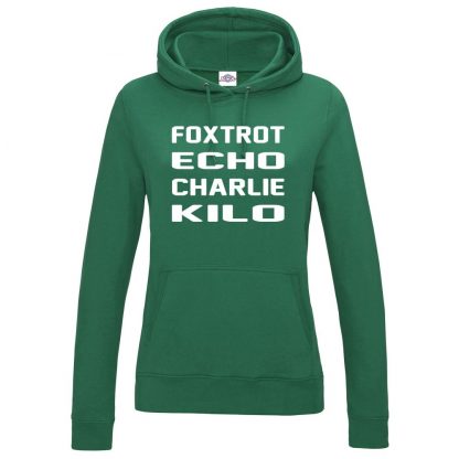 Ladies F.E.C.K Hoodie - Bottle Green, 18