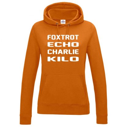 Ladies F.E.C.K Hoodie - Orange, 18