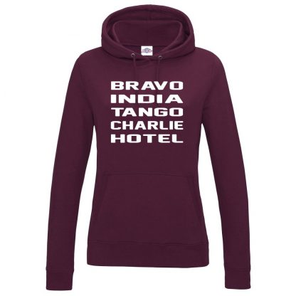 Ladies B.I.T.C.H Hoodie - Maroon, 18