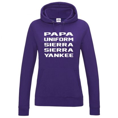 Ladies P.U.S.S.Y Hoodie - Purple, 18