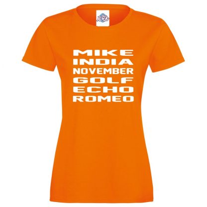 Ladies M.I.N.G.E.R T-Shirt - Orange, 18