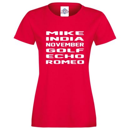 Ladies M.I.N.G.E.R T-Shirt - Red, 18