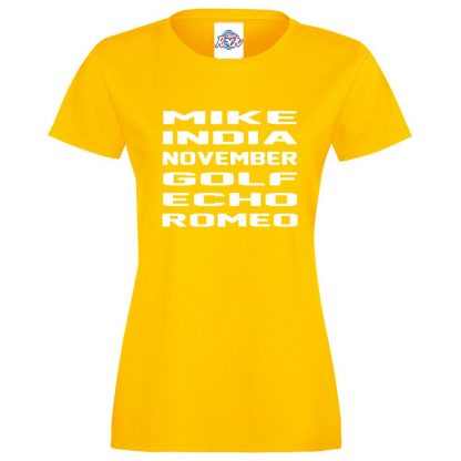 Ladies M.I.N.G.E.R T-Shirt - Yellow, 18