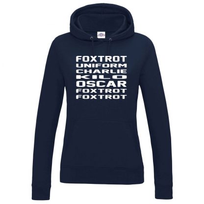 Ladies F.U.C.K.O.F.F Hoodie - Navy, 18