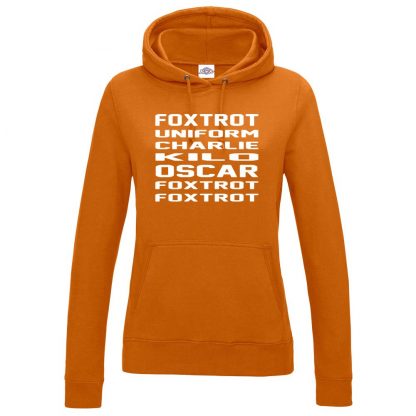 Ladies F.U.C.K.O.F.F Hoodie - Orange, 18