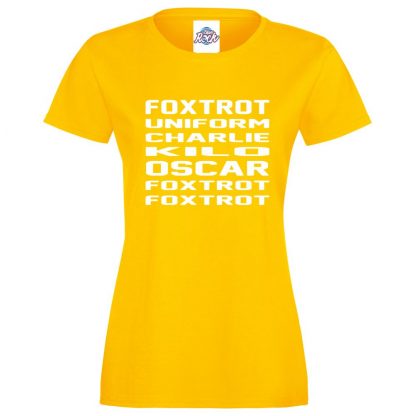 Ladies F.U.C.K.O.F.F T-Shirt - Yellow, 18