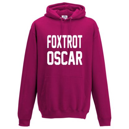Mens FOXTROT OSCAR Hoodie - Hot Pink, 2XL