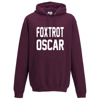 Mens FOXTROT OSCAR Hoodie - Maroon, 2XL