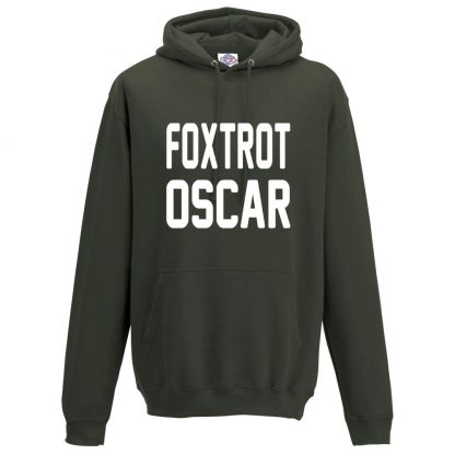 Mens FOXTROT OSCAR Hoodie - Olive Green, 2XL