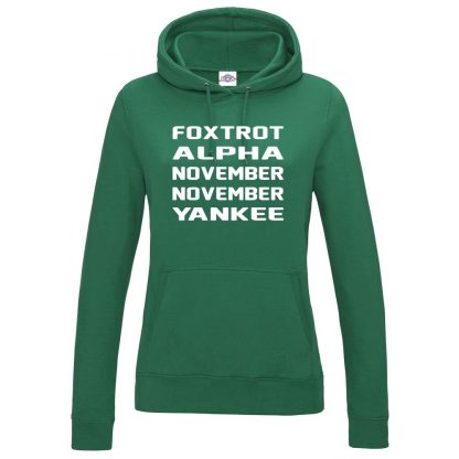 Ladies F.A.N.N.Y Hoodie - Bottle Green, 18