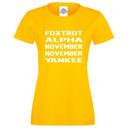 Ladies F.A.N.N.Y T-Shirt - Yellow, 18