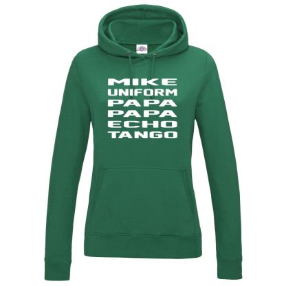 Ladies M.U.P.P.E.T Hoodie - Bottle Green, 18