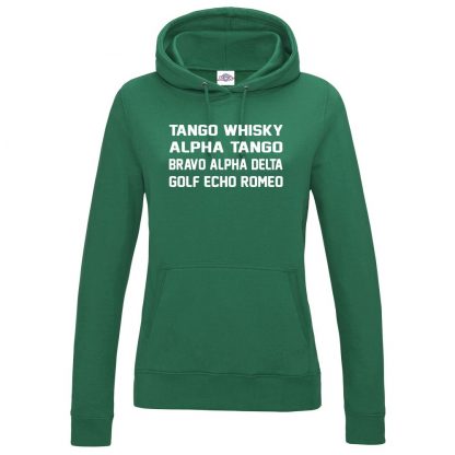 Ladies T.W.A.T.B.A.D.G.E.R Hoodie - Bottle Green, 18