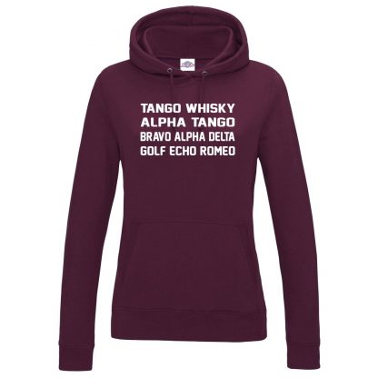 Ladies T.W.A.T.B.A.D.G.E.R Hoodie - Maroon, 18