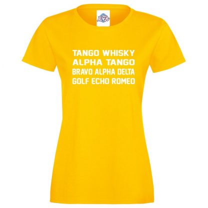 Ladies T.W.A.T.B.A.D.G.E.R T-Shirt - Yellow, 18