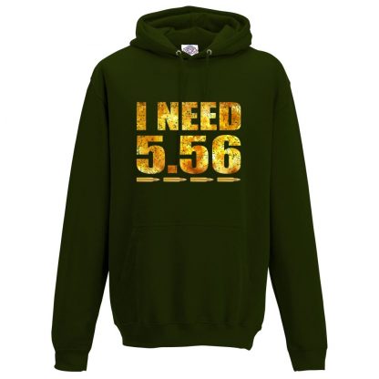 Mens I NEED 5.56 Hoodie - Forest Green, 2XL