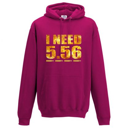 Mens I NEED 5.56 Hoodie - Hot Pink, 2XL