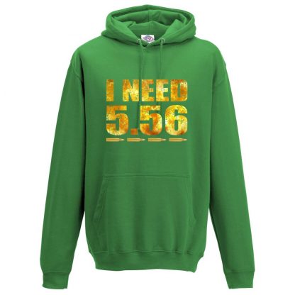 Mens I NEED 5.56 Hoodie - Kelly Green, 2XL