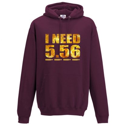 Mens I NEED 5.56 Hoodie - Maroon, 2XL