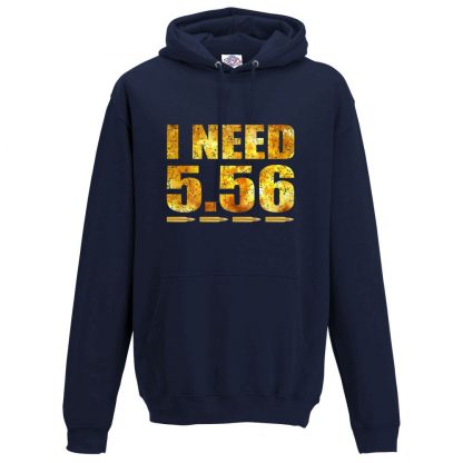 Mens I NEED 5.56 Hoodie - Navy, 5XL