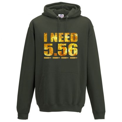 Mens I NEED 5.56 Hoodie - Olive Green, 2XL