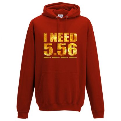 Mens I NEED 5.56 Hoodie - Red, 3XL