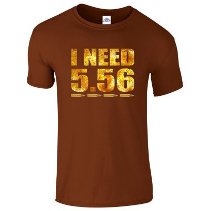 Mens I NEED 5.56 T-Shirt - Chestnut, 2XL