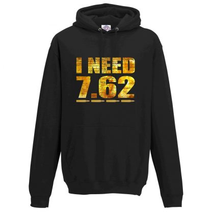 Mens I NEED 7.62 Hoodie - Black, 5XL