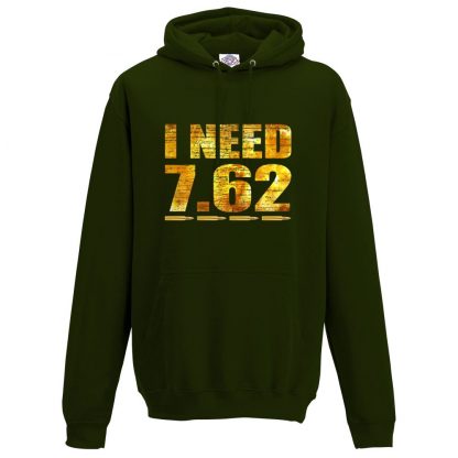 Mens I NEED 7.62 Hoodie - Forest Green, 2XL