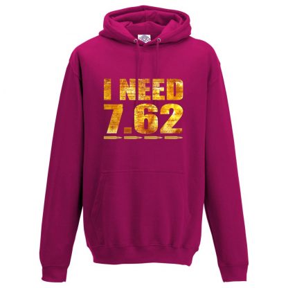 Mens I NEED 7.62 Hoodie - Hot Pink, 2XL