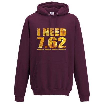 Mens I NEED 7.62 Hoodie - Maroon, 2XL