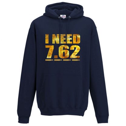 Mens I NEED 7.62 Hoodie - Navy, 5XL