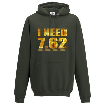 Mens I NEED 7.62 Hoodie - Olive Green, 2XL