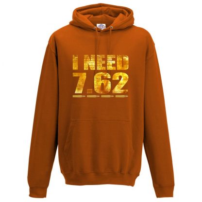 Mens I NEED 7.62 Hoodie - Orange, 2XL