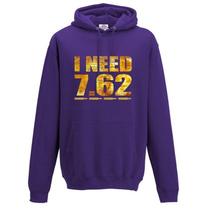 Mens I NEED 7.62 Hoodie - Purple, 3XL