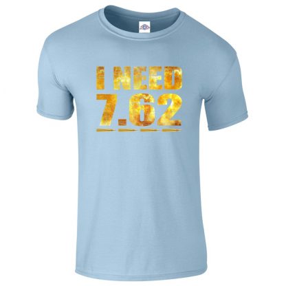 Mens I NEED 7.62 T-Shirt - Light Blue, 2XL