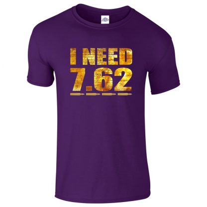 Mens I NEED 7.62 T-Shirt - Purple, 2XL